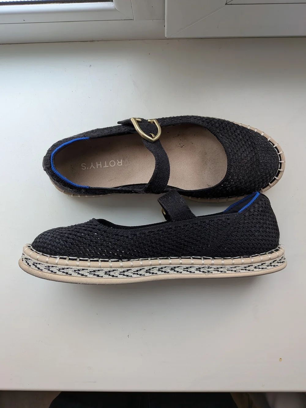 Rothy's Black Mary Jane Flats with Gold Buckle - Picture 4 of 6
